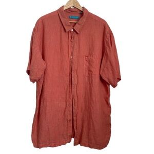 Tori Richard Men's Terracotta Button-Down Shirt 100%Linen